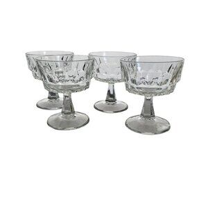 4 Arcoroc Artic Champagne Coupe Glasses 4" France wedge cut glass cubism cubist